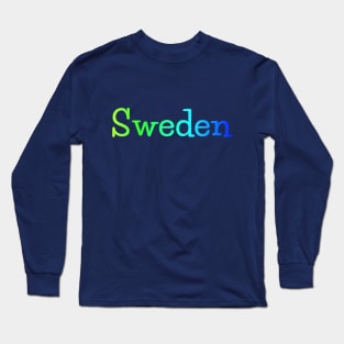 Sweden Typography i Gradient Flag Colors Long Sleeve T-Shirt